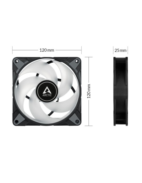 ARCTIC P12 PWM PST A-RGB 0dB Carcasa del ordenador Ventilador 12 cm Negro, Blanco 1 pieza(s)
