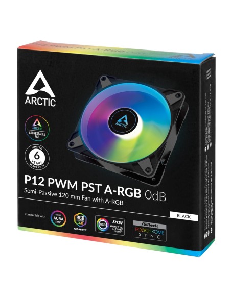 ARCTIC P12 PWM PST A-RGB 0dB Carcasa del ordenador Ventilador 12 cm Negro, Blanco 1 pieza(s)