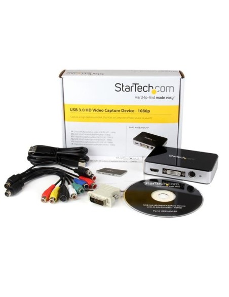 StarTech.com Capturadora de VÍ­deo USB 3.0 a HDMI, DVI, VGA y VÍ­deo por Componentes - Grabador de VÍ­deo HD 1080p 60fps negro