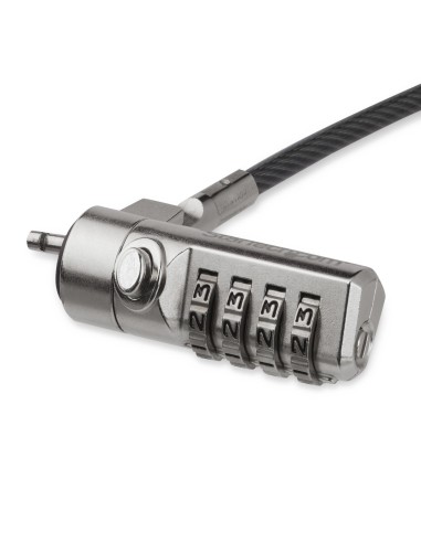StarTech.com Cable de seguridad para portatil con bisagra giratoria con candado de combinacion de 4 digitos negro plata LTLOCK4D