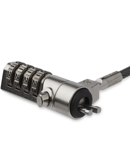 StarTech.com Cable de seguridad para portatil con bisagra giratoria con candado de combinacion de 4 digitos negro plata LTLOCK4D