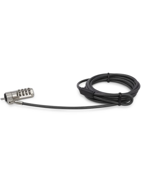 StarTech.com Cable de seguridad para portatil con bisagra giratoria con candado de combinacion de 4 digitos negro plata LTLOCK4D