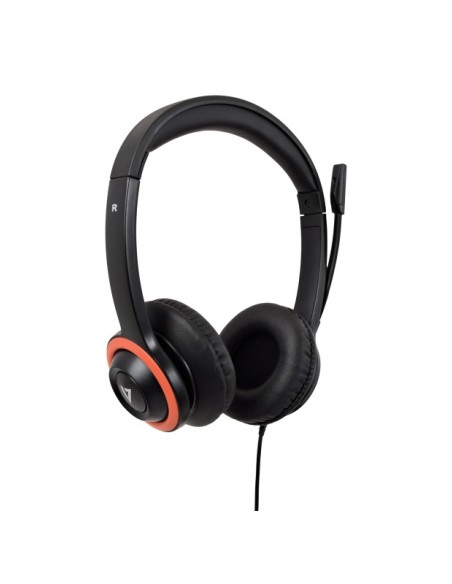 V7 Auriculares Safesound Education k-12 con micrófono, volumen limitado, antimicrobiano, cable de 2 m, 3,5 mm, ordenador portáti