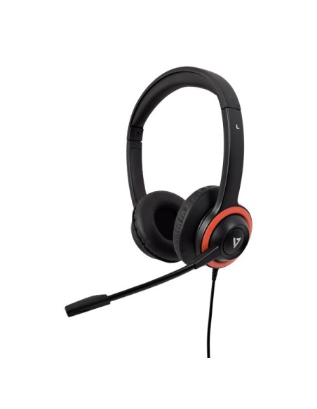 V7 Auriculares Safesound Education k-12 con micrófono, volumen limitado, antimicrobiano, cable de 2 m, 3,5 mm, ordenador portáti