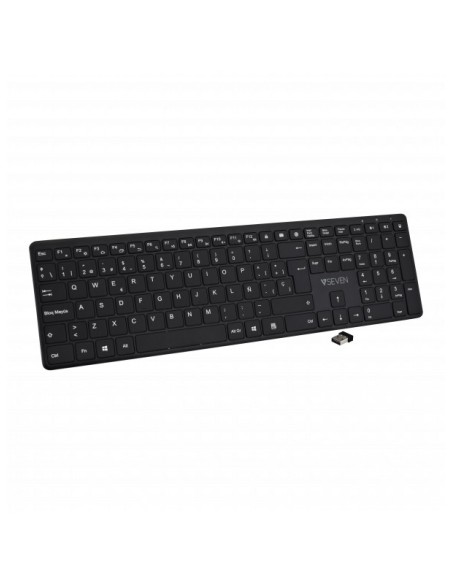 V7 Teclado Numérico Bluetooth de 2,4 GHz, modo dual, QWERTY español Negro