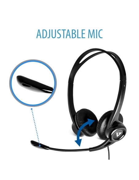 V7 Auriculares Diadema estéreo USB de Essentials con micrófono Negro