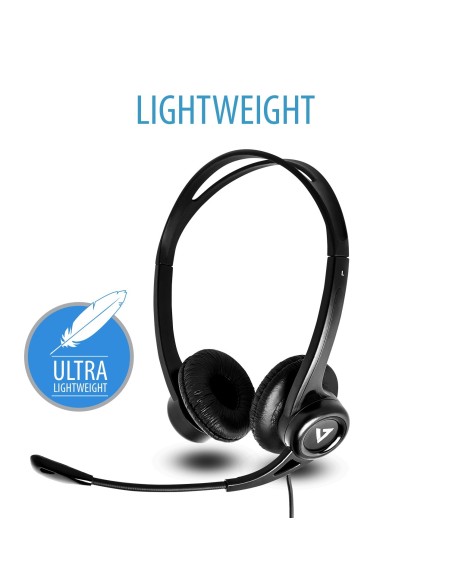 V7 Auriculares Diadema estéreo USB de Essentials con micrófono Negro