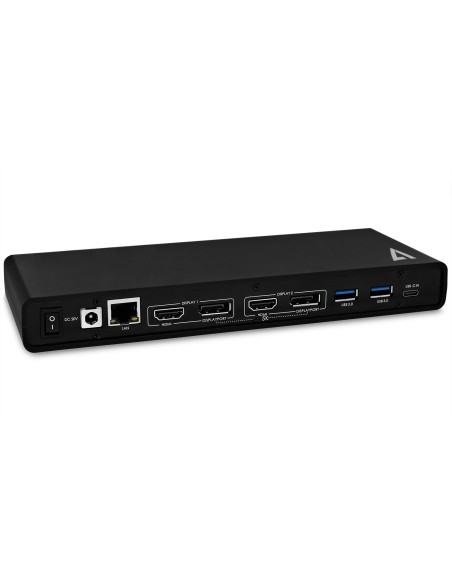 V7 Base de conexión USB-C universal con potencia de salida, monitor doble 4K, HDMI, DisplayPort y Displaylink de hasta 60 W