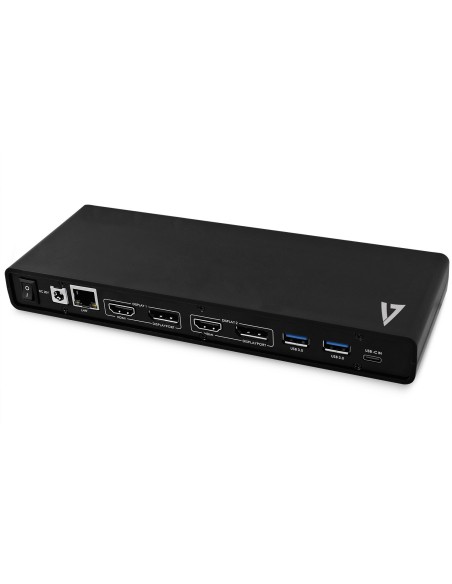 V7 Base de conexión USB-C universal con potencia de salida, monitor doble 4K, HDMI, DisplayPort y Displaylink de hasta 60 W