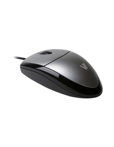 V7 Mouse Í?ptico USB 1000 DPI LED Negro, Plata
