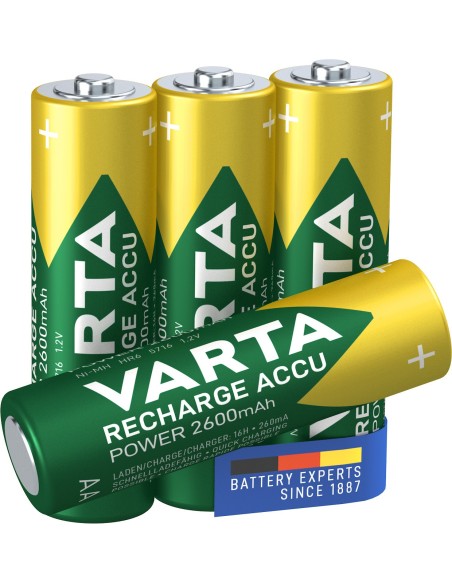 Varta blister 4 pilas recargables AA 2600mah verde plata