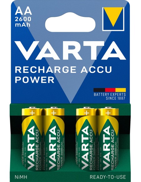 Varta blister 4 pilas recargables AA 2600mah verde plata