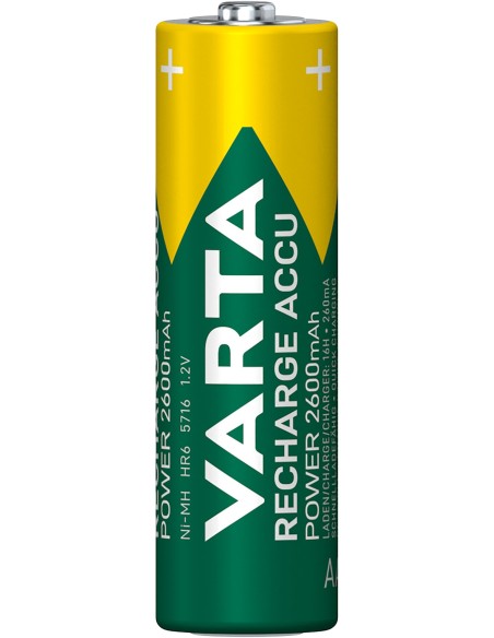 Varta blister 4 pilas recargables AA 2600mah verde plata