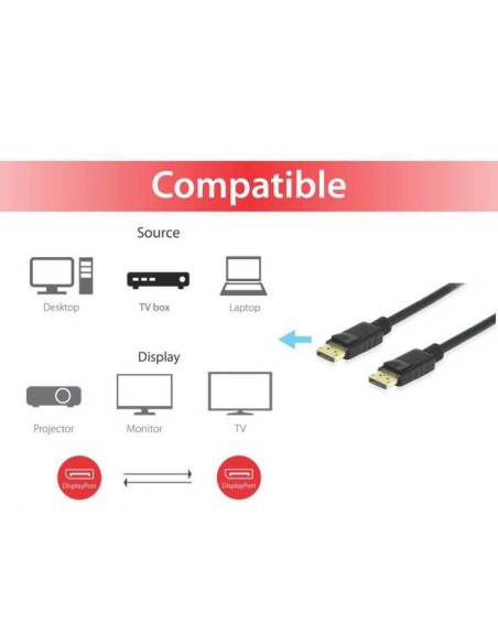 Equip 119255 Cable DisplayPort macho a macho 5m negro