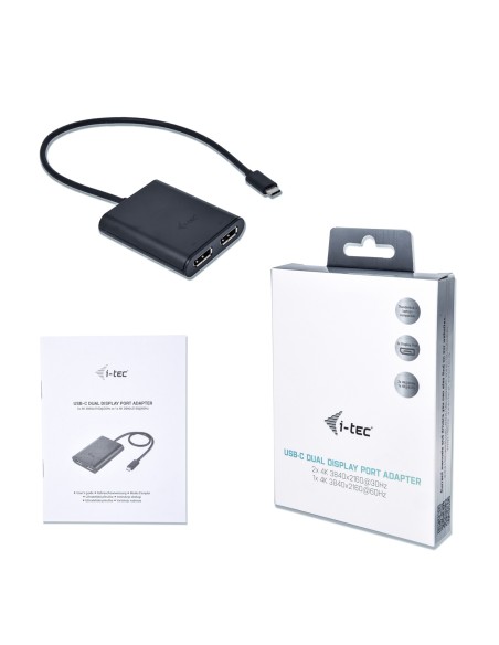 i-tec Adaptador de video USB-C 3.1 - Dual 4K DisplayPort 0,3 m Negro