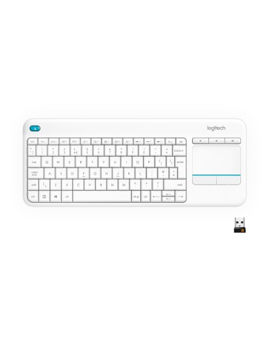 Logitech Wireless Touch Keyboard K400 Plus teclado RF inalámbrico QWERTY Inglés Blanco