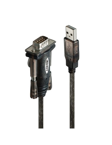 Lindy 42855 cable de serie Gris, Transparente 1,5 m USB tipo A DB-9