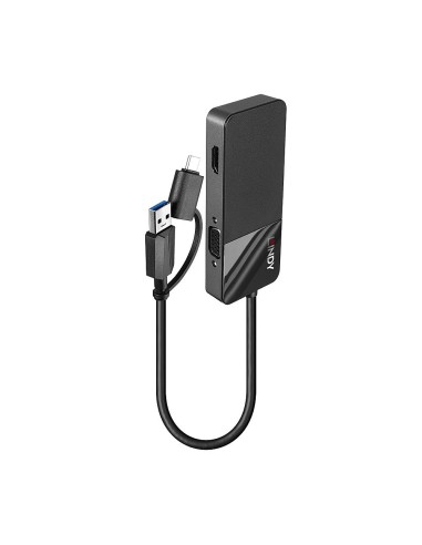 Lindy 43354 hub de interfaz USB 3.2 Gen 1 (3.1 Gen 1) Type-A + Type-C Negro
