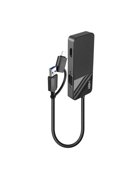 Lindy 43354 hub de interfaz USB 3.2 Gen 1 (3.1 Gen 1) Type-A + Type-C Negro