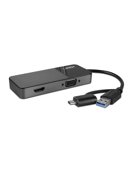 Lindy 43354 hub de interfaz USB 3.2 Gen 1 (3.1 Gen 1) Type-A + Type-C Negro