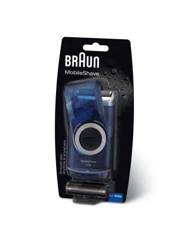 Braun PocketGo M60b Máquina de afeitar de láminas Negro, Azul