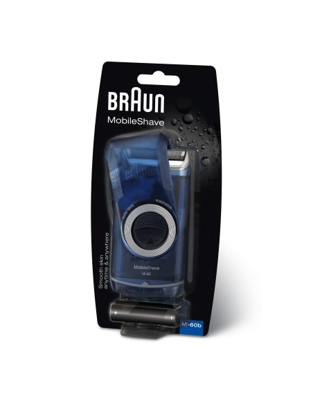 Braun PocketGo M60b Máquina de afeitar de láminas Negro, Azul