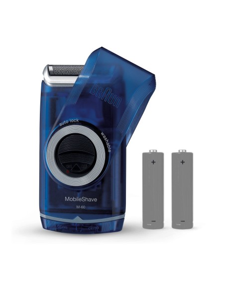 Braun PocketGo M60b Máquina de afeitar de láminas Negro, Azul