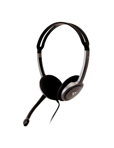 V7 HA212-2EP auricular y casco Auriculares Alámbrico Diadema Llamadas Música Negro, Plata
