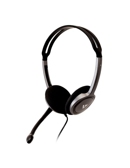 V7 HA212-2EP auricular y casco Auriculares Alámbrico Diadema Llamadas Música Negro, Plata