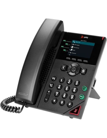 POLY Teléfono IP VVX 250 de 4 lÍ­neas y habilitado para alimentación a través de Ethernet (PoE)
