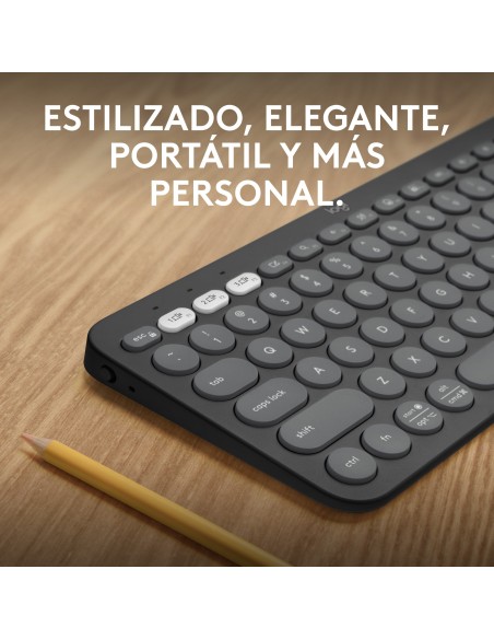 Logitech Pebble Keys 2 K380s teclado RF Wireless + Bluetooth QWERTY Español Grafito