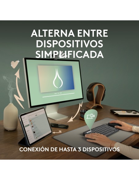 Logitech Pebble Keys 2 K380s teclado RF Wireless + Bluetooth QWERTY Español Grafito