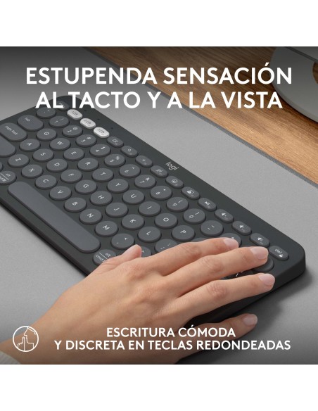 Logitech Pebble Keys 2 K380s teclado RF Wireless + Bluetooth QWERTY Español Grafito