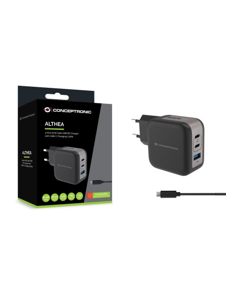 Conceptronic ALTHEA17B cargador de dispositivo móvil Universal Negro Corriente alterna Carga rápida Interior