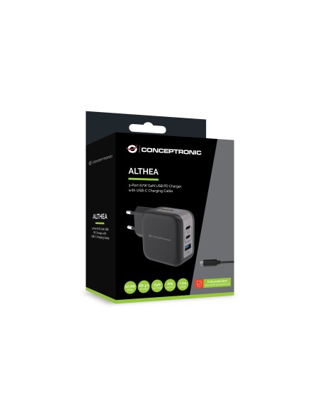 Conceptronic ALTHEA17B cargador de dispositivo móvil Universal Negro Corriente alterna Carga rápida Interior