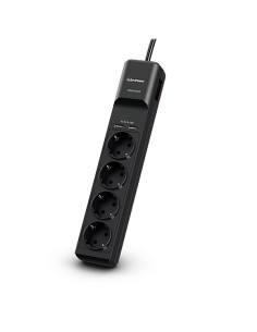 Regleta con interruptor cyberpower schuko a 4 tomas de corriente schuko 2 usb negro P0420SUD0-DE