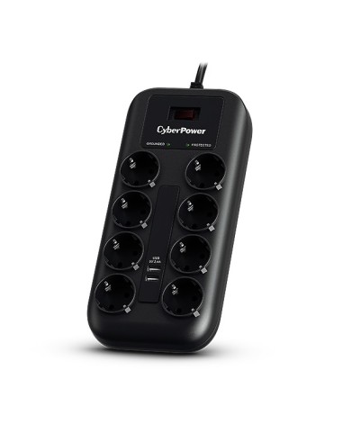 Regleta con interruptor cyberpower schuko a 8 tomas schuko 2 usb negro P0820SUF0-DE