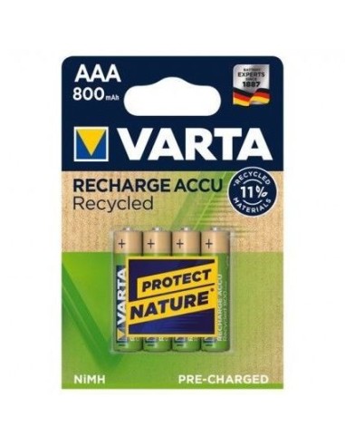 Varta blister de 4 pilas recargables AAA recycled 800mah oro verde