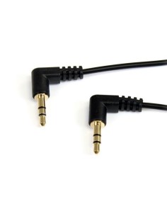 StarTech.com Cable de Audio Estéreo 3,5mm Delgado de Íngulo Recto de 1 pie - Macho a Macho - 0.3m Negro