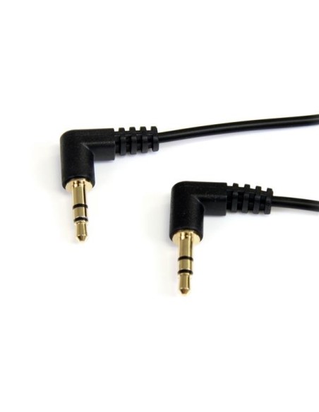 StarTech.com Cable de Audio Estéreo 3,5mm Delgado de Íngulo Recto de 1 pie - Macho a Macho - 0.3m Negro