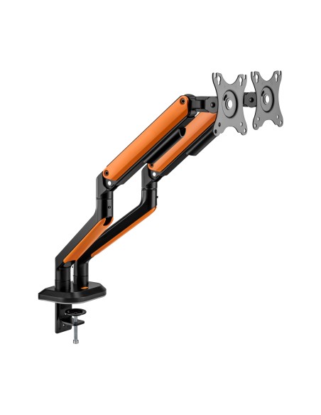 AISENS Soporte de Mesa RGB Gaming contrapeso giratorio e inclinable para Monitor TV 9Kg (3 Pivotes, 2 Brazos) de 17-32, Negro-Na