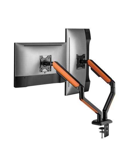 AISENS Soporte de Mesa RGB Gaming contrapeso giratorio e inclinable para Monitor TV 9Kg (3 Pivotes, 2 Brazos) de 17-32, Negro-Na