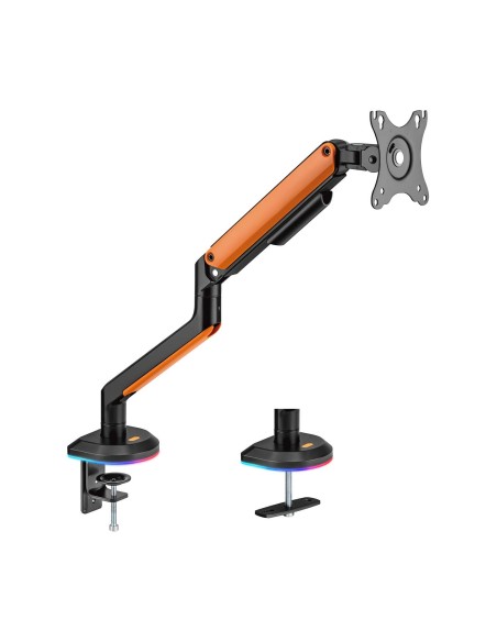 AISENS Soporte de Mesa RGB Gaming contrapeso giratorio e inclinable para Monitor TV 9Kg (3 Pivotes, 1 Brazo) de 17-32, Negro-Nar