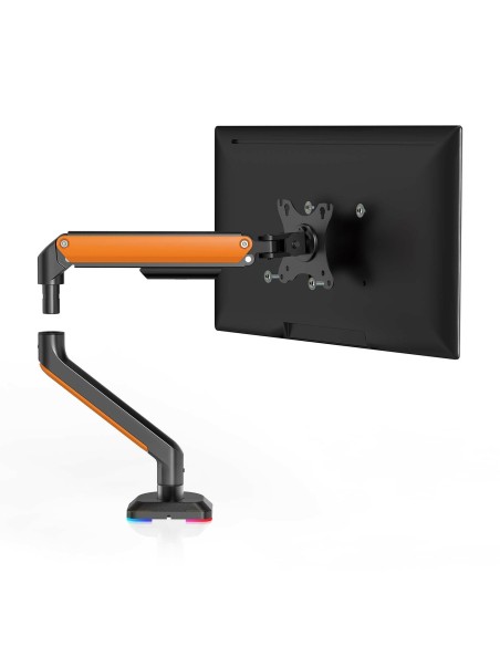 AISENS Soporte de Mesa RGB Gaming contrapeso giratorio e inclinable para Monitor TV 9Kg (3 Pivotes, 1 Brazo) de 17-32, Negro-Nar