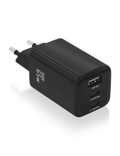 AISENS Cargador Gan 65W, 2xUSB-C PD3.0 QC4.0, 1xUSB-A QC3.0, Negro