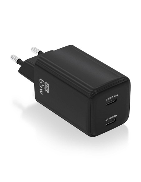 AISENS Cargador Gan 65W, 2xUSB-C PD3.0 QD4.0, Negro