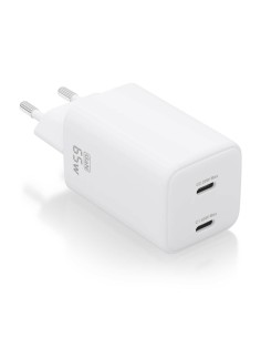 AISENS Cargador Gan 65W, 2xUSB-C PD3.0 QD4.0, Blanco
