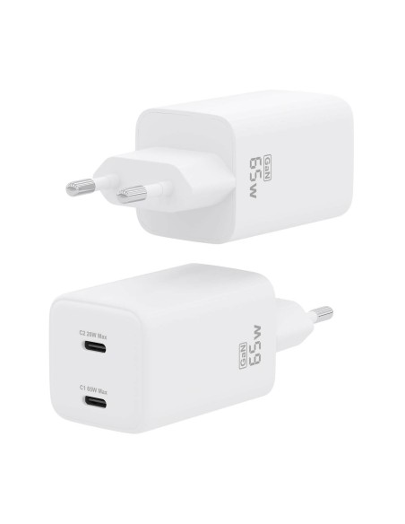 AISENS Cargador Gan 65W, 2xUSB-C PD3.0 QD4.0, Blanco