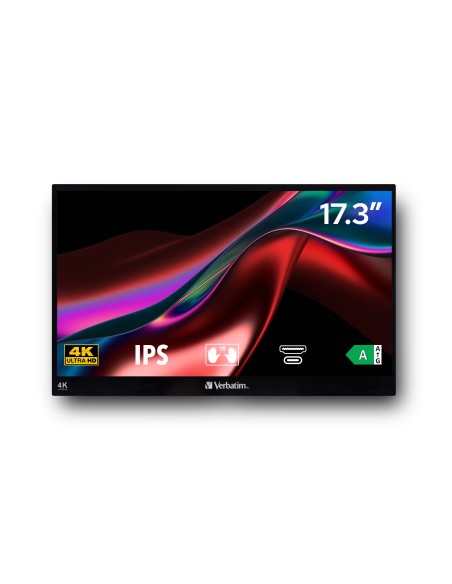 Verbatim 32239 pantalla para PC 43,9 cm (17.3") 3840 x 2160 Pixeles 4K Ultra HD LCD Pantalla táctil Negro