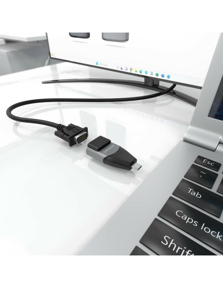 AISENS Adaptador Conversor Aluminio USB-C a VGA, USB-C M-HDB15 H, Gris